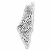 Free Gaza Free Palestine Map Cloud Word Sticker (Voorkant)