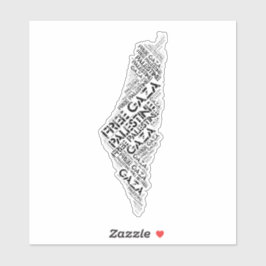 Free Gaza Free Palestine Map Cloud Word Sticker