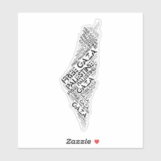 Free Gaza Free Palestine Map Cloud Word Sticker (Vel)
