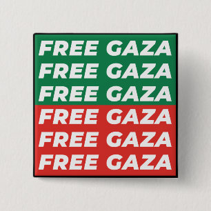 Free Gaza - Palestina vlag kleuren Vierkante Button 5,1 Cm