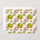 Free Hand Textured Fruit Pattern Briefkaart (Voorkant / Achterkant)