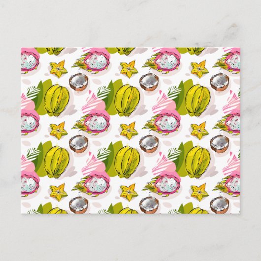 Free Hand Textured Fruit Pattern Briefkaart (Voorkant)