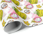 Free Hand Textured Fruit Pattern Cadeaupapier (Rol Hoek)