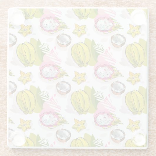 Free Hand Textured Fruit Pattern Glazen Onderzetter (Achterkant)