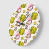 Free Hand Textured Fruit Pattern Grote Klok (Hoek)