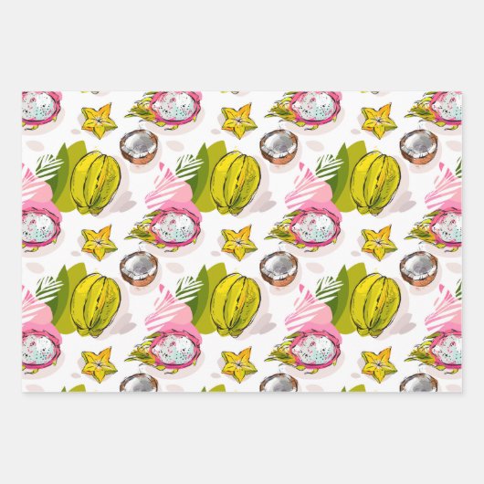 Free Hand Textured Fruit Pattern Inpakpapier Vel (Voorkant 2)