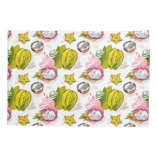 Free Hand Textured Fruit Pattern Kussensloop (Achterkant-Links)