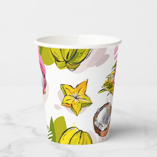 Free Hand Textured Fruit Pattern Papieren Bekers (Links)