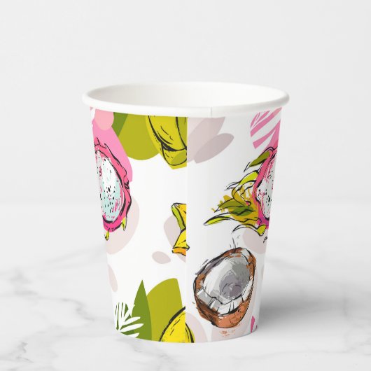 Free Hand Textured Fruit Pattern Papieren Bekers (Rechts)