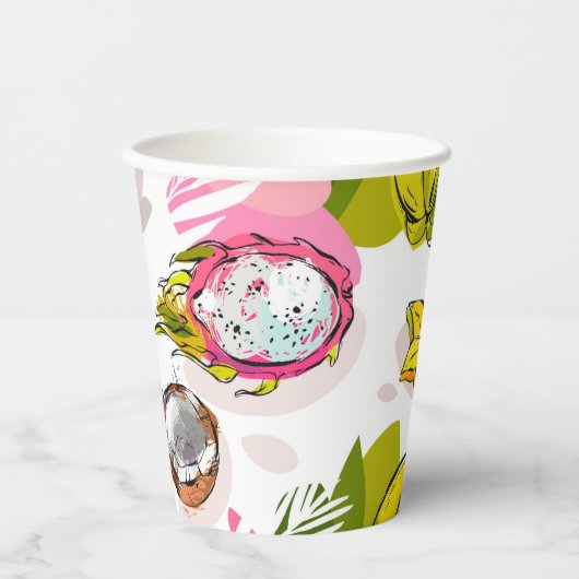 Free Hand Textured Fruit Pattern Papieren Bekers (Voorkant)