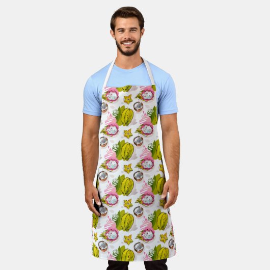 Free Hand Textured Fruit Pattern Schort (Gedragen)