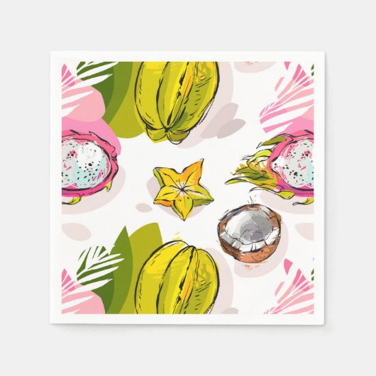 Free Hand Textured Fruit Pattern Servet (Voorkant)