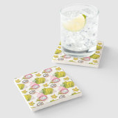 Free Hand Textured Fruit Pattern Stenen Onderzetter (Zijkant)