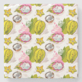 Free Hand Textured Fruit Pattern Stenen Onderzetter (Voorkant)