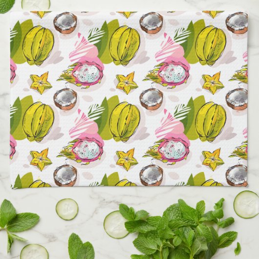 Free Hand Textured Fruit Pattern Theedoek (Gevouwen)