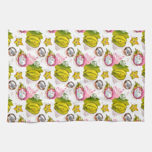 Free Hand Textured Fruit Pattern Theedoek (Horizontaal)