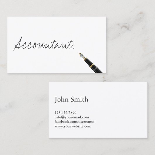 Free Handwriting Script Accountant Visitekaartje (Voorkant / Achterkant)