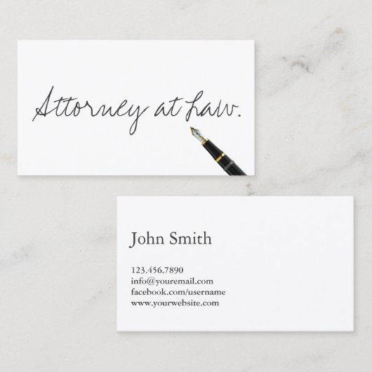 Free Handwriting Script Attorney Visitekaartje (Voorkant / Achterkant)