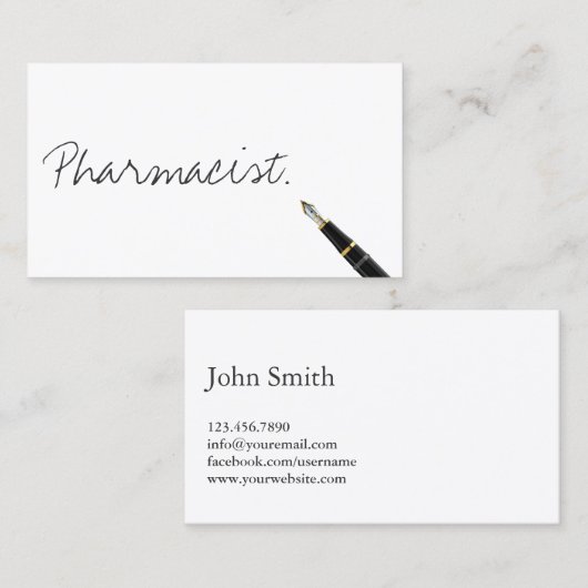 Free Handwriting Script Pharmacist Visitekaartje (Voorkant / Achterkant)