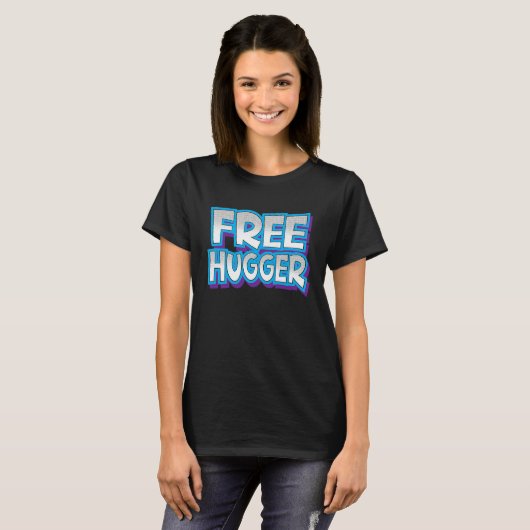 FREE HUGGER not tree pun hippie retro peace T-shirt (Voorkant volledig)