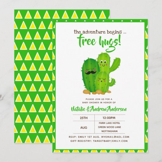 Free Hugs Cacti Family Modern Yellow Green Kaart (Voorkant / Achterkant)