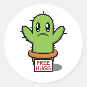 Free Hugs - Cactus Funny Humor Ronde Sticker