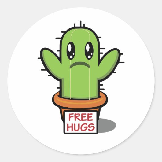 Free Hugs - Cactus Funny Humor Ronde Sticker (Voorkant)