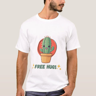 Free Hugs Cactus Funny T-shirt for Men
