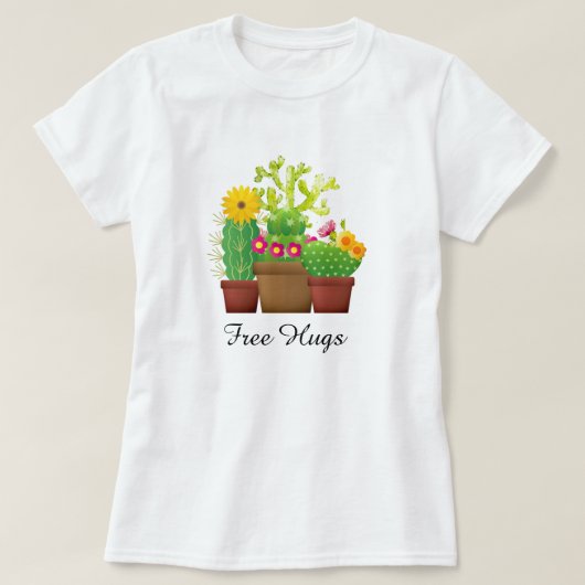 Free Hugs Cactus Garden Women's White T-Shirt (Design voorkant)