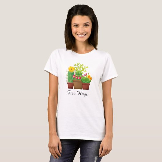 Free Hugs Cactus Garden Women's White T-Shirt (Voorkant volledig)