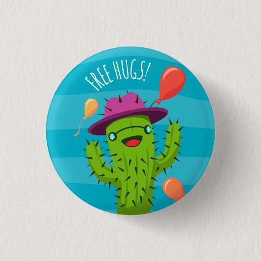 Free Hugs Cactus Illustration - Funny Badge Ronde Button 3,2 Cm (Voorkant)