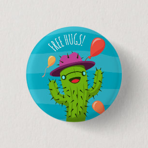Free Hugs Cactus Illustration - Funny Badge Ronde Button 3,2 Cm