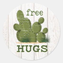 Free Hugs Cactus Ronde Sticker