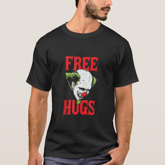 Free Hugs Clown Lazy Halloween Costume Scary Creep T-shirt (Voorkant)