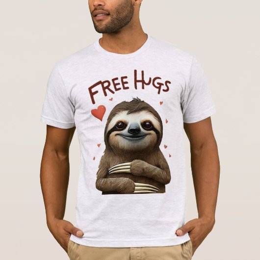 Free Hugs cool luiaard die gratis knuffels geeft T T-shirt (Voorkant)