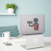 FREE HUGS Crazy Cactus Lady Funny Waterverf Sticker (Laptop op bureau)