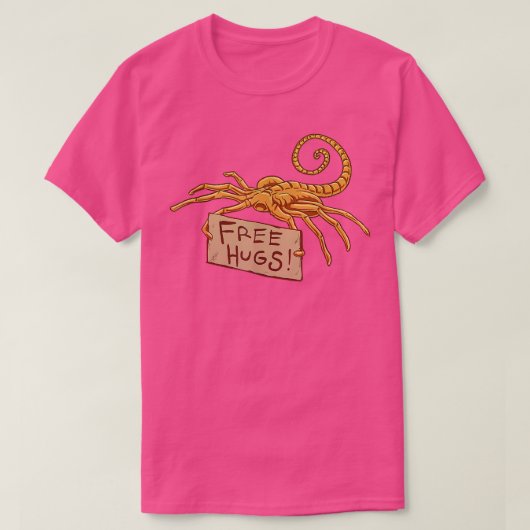 Free Hugs Funny Facehugger Aliens T-shirt (Design voorkant)