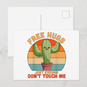 Free Hugs Just Kidding Don't Touch Me Cactus Funny Feestdagenkaart (Voorkant / Achterkant)