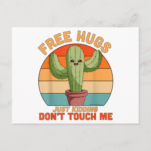 Free Hugs Just Kidding Don't Touch Me Cactus Funny Feestdagenkaart (Voorkant)