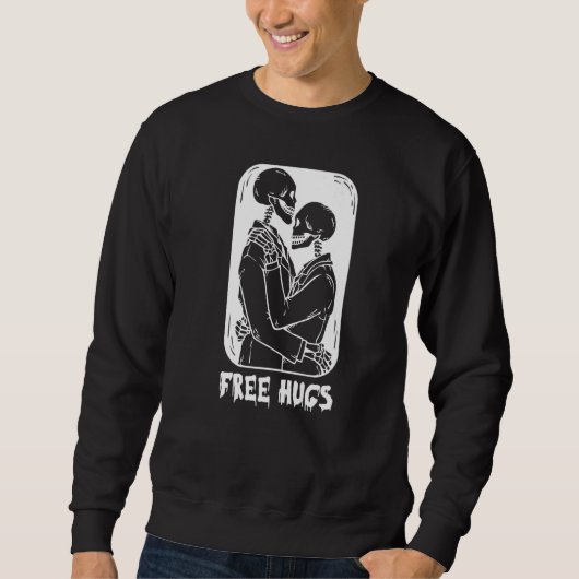 Free Hugs Kiss Skeleton Men Gay Skeletons Hug Trui (Voorkant)