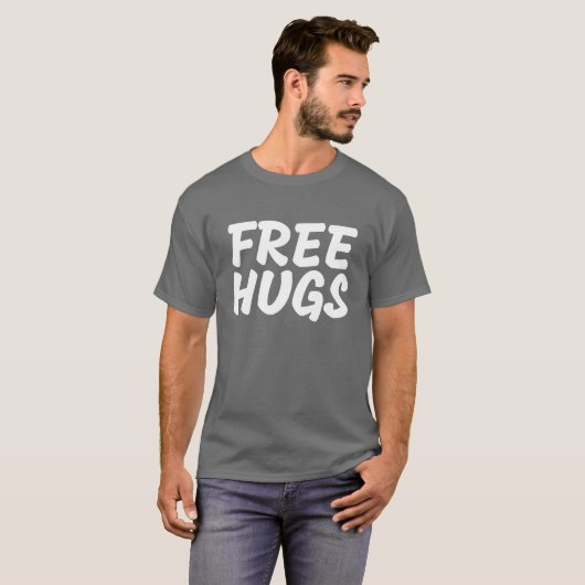 Free Hugs Mannen Basic Dark T-Shirt (Voorkant volledig)