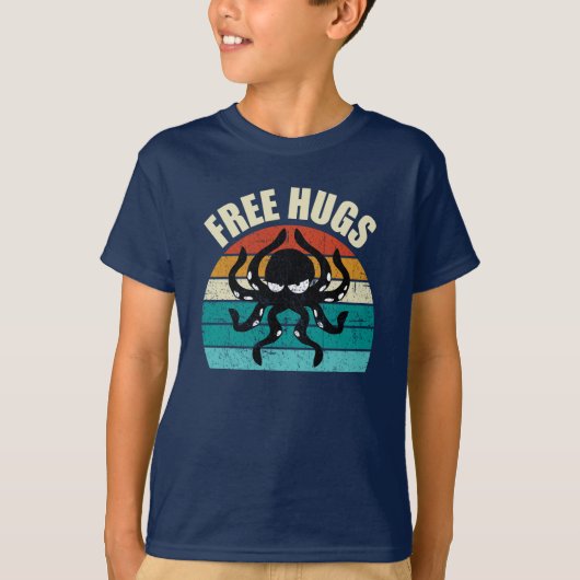 Free Hugs Octopus 8-armed Cephalopod Comedy T-shirt (Voorkant)