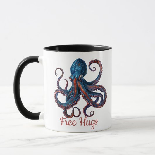 Free Hugs Octopus Mug - Funny Custom Coffee Cup Mok (Links)