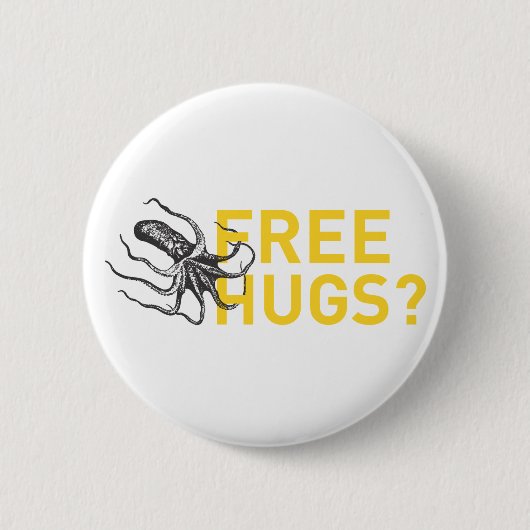 Free hugs octopus ronde button 5,7 cm (Voorkant)