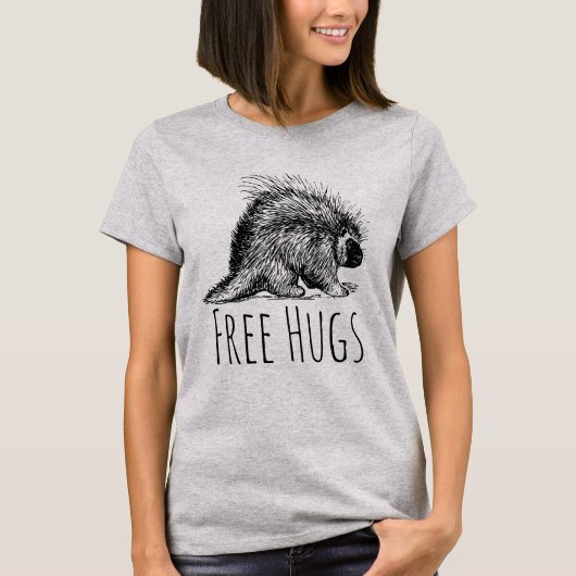 Free Hugs Porcupine Funny T-shirt (Voorkant)