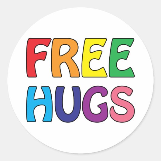 Free Hugs Round Sticker (Voorkant)