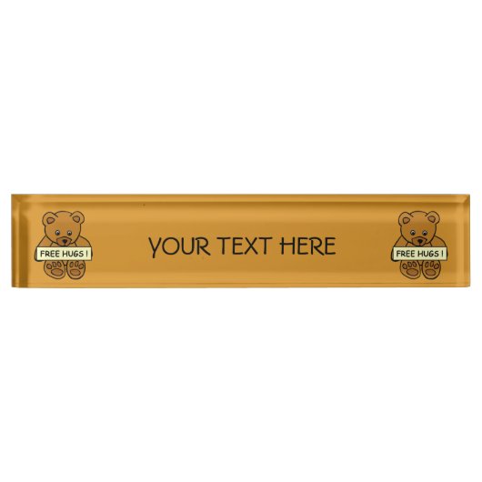 Free Hugs Teddy, bord met aangepaste naam Naambordje (Voorkant)