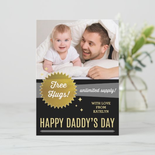 Free Hugs Vaderdag flatcard/Faux Gold Foil Kaart (Staand voorkant)