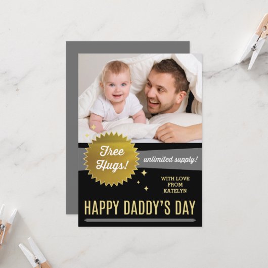 Free Hugs Vaderdag flatcard/Faux Gold Foil Kaart (Voorkant / Achterkant in situ)