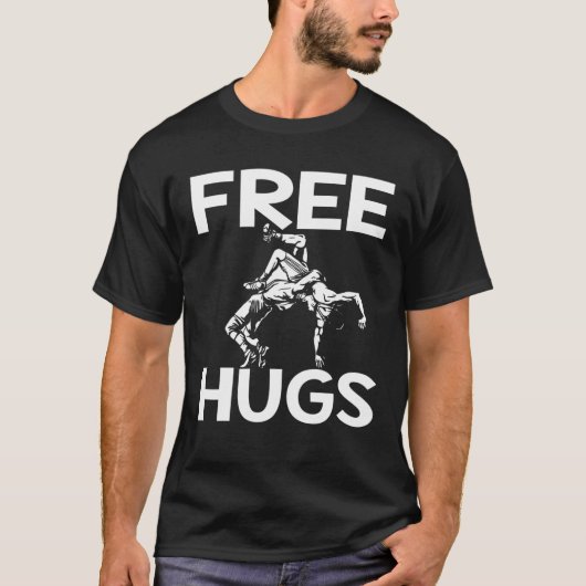 Free Hugs Wrestling Funny Wrestle Idee Mam Pap T-shirt (Voorkant)